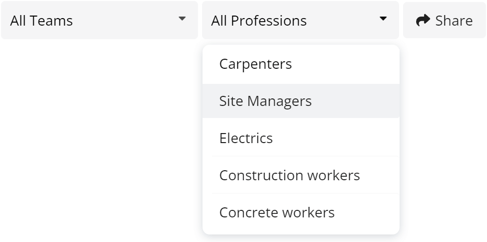 Filter on profession, team or much more